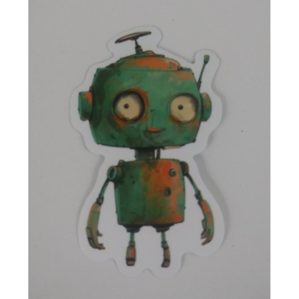 10/$10 Cute Happy Little Robot Sticker 2.5" x 1.5" (U)